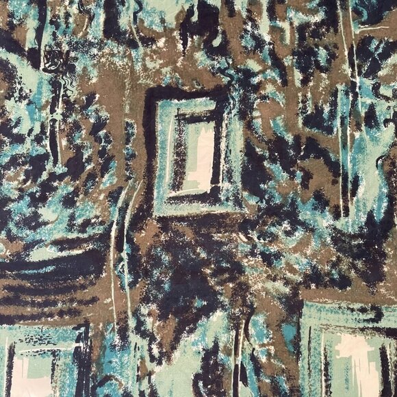 Fall Winter Abstract Print Large Square Scarf w Rolled Edges Green Blk  no tags - Picture 5 of 7